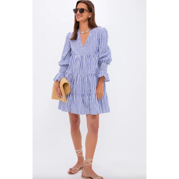 Pomander Place Blue and White Stripe Cotton Poplin Kenzo Dress size XL - Picture 1 of 5